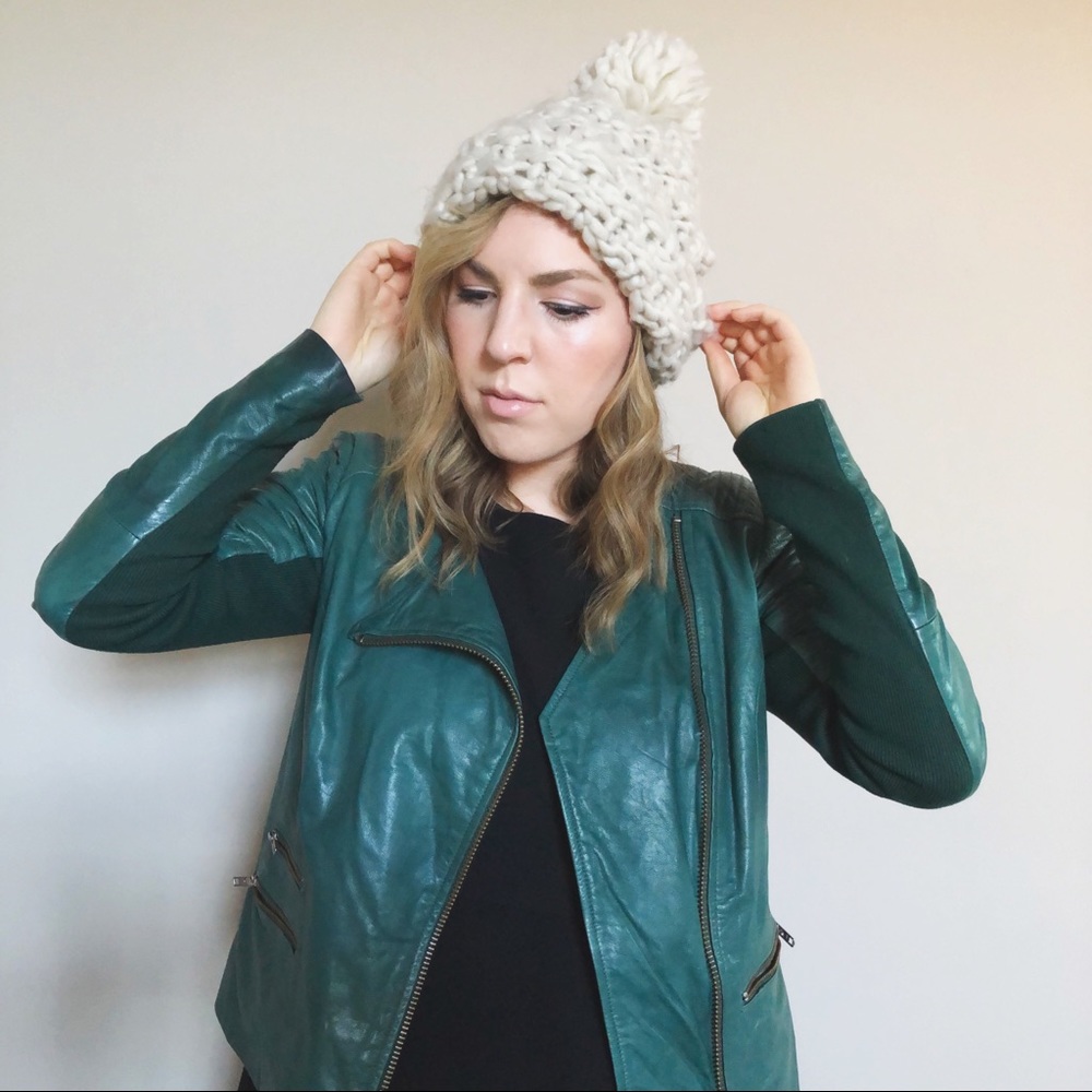 Trouve Teal Leather Jacket Nordstrom’s M